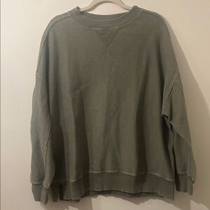 Aerie Olive Green Ribbed Sweatshirt